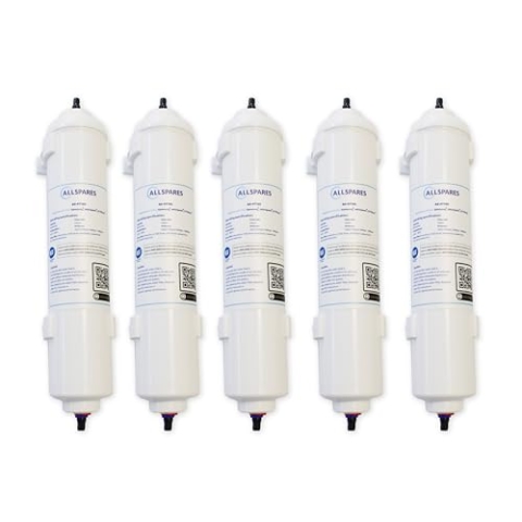 AllSpares Wasserfilter (5 St.) für Kühlschrank geeignet für Samsung DA29-10105J / HAFEX/EXP/EF-9603 / WSF-100, LG 5231JA2010B / ADQ73693901, ADQ736939 und Whirlpool-WPRO USC100