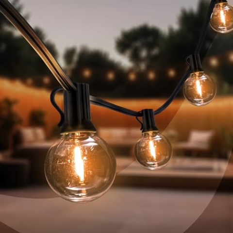 Ledvion Lichterkette 30M, 50x E12 LED, Wasserdicht IP44, 15W, 2700K, LED Lichter Ketten Außen, Lichternetz Außenbereich