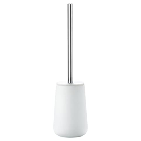 Zone Denmark Nova Toilettenbürste, Klobürste aus Porzellan und Edelstahl, WC Bürste mit Bürstenhalter, Soft-Touch-Beschichtung, Durchm. 10,3 cm, Höhe 37 cm, Weiß