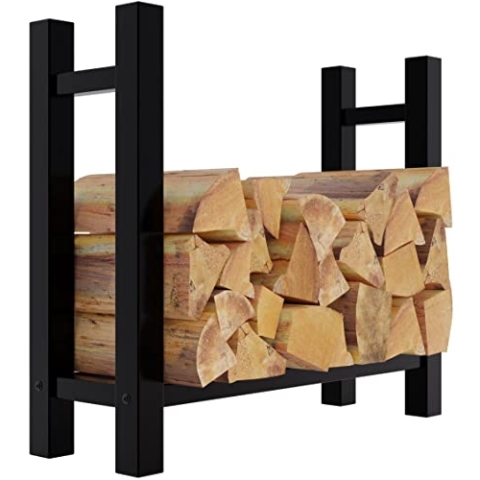 CLP Kaminholzregal Medya I Robuster Kaminholzständer Schwarz Metall I In 5 Größen Verfügbar I Stapelhilfe Für Brennholz, Größe:30x80x80 cm, Form:eckig