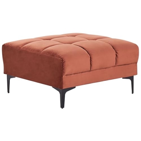 Ottomane Samtstoff hell rot rechteckig 88 x 80 cm Fußablage Alnes