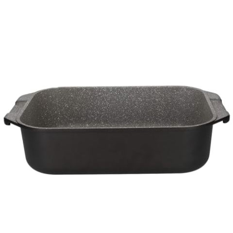 MasterClass Große Aluguss Bräter mit Griffen als Auflaufform, leichter Aluminiumguss - induktionsgeeignet und backofenfest, Schwarz, 41 x 26, Schmortopf, Gussbräter, Gänsebräter