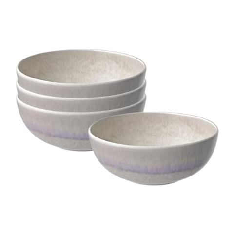 Villeroy & Boch like. by Perlemor Sand Bol 4er Set, 590 ml, Müslischalen im Pottery Look mit Effektglasur, Premium Porzellan