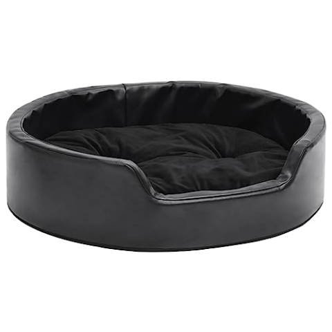 vidaXL Hundebett Schwarz 69x59x19cm Plüsch Kunstleder Hundesofa Hundekissen