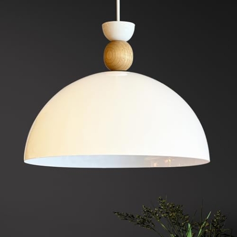 bamyum Yimpi Küchenlampe Hängend Vintage Ø30 cm, Lampenschirm Hängelampe Esstisch Wohnzimmer, Küchenlampe Hängend Weiß, Hängelampe Küche, Pendelleuchte Wohnzimmer, Pendelleuchte Vintage Industrial