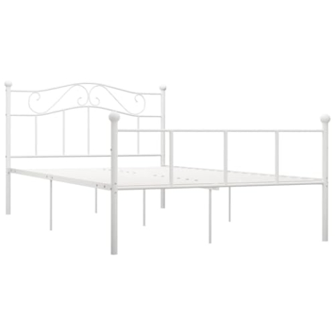 vidaXL Bettgestell Bett Metallbett Schlafzimmerbett Doppelbett Bettrahmen Schlafzimmermöbel Ehebett Lattenrost Weiß Metall 120x200cm