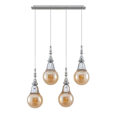 Lucande Pendelleuchte Gesja (Modern) in Chrom aus Metall (4 flammig, E27) - Deckenlampe Esstischlampe Hängelampe Hängeleuchte Wohnzimmerleuchte
