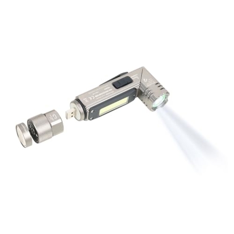TROIKA Taschenlampe/Knicklampe, multifunktional: Arbeits- und Sicherheitslicht – ECO KNICKLICHT PRO – 5 Leuchtfunktionen – um bis zu 90° abknickbar – Kunststoff, Aluminium – titanfarben Original
