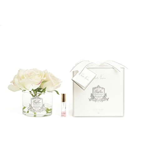Côte Noire Scented Five Blush Rosen in einer klaren Glasvase-Weiß erröten