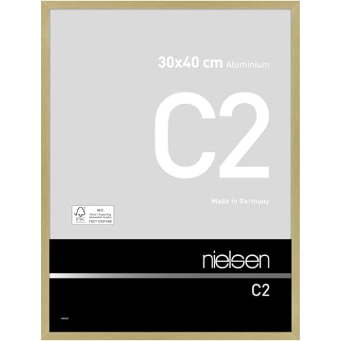 nielsen Bilderrahmen, 30 x 40 cm, Aluminium, Gold matt, Fotorahmen zum Aufhängen im Hoch- & Querformat, Echtglas, C2