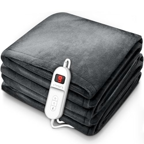sinnlein® Heizdecke aus Plüsch 160 x 120 cm | elektrische Wärmedecke mit Abschaltautomatik | Kuscheldecke | Timerfunktion | 9 Temperaturstufen | waschbar bis 40°C | Digitalanzeige