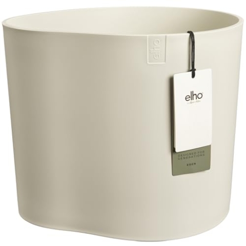 elho Eden 35 cm - Blumentopf für Innen und Außen - 100% Recyceltem Plastik - Ø 32.6 x H 32.0 cm - Weiß/Leinenweiß