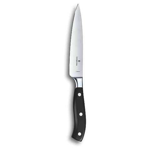Victorinox Grand Maître, Profi Kochmesser, Extra Scharfe Klinge, gerader Schliff, 15 cm, Robuster Kunststoffgriff, Rostfreier Stahl, schwarz