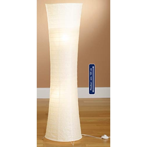 Trango Design Reispapier Stehlampe 1229L *SWISS* Reispapierlampe *HANDMADE* Stehleuchte mit weißem Lampenschirm inkl. 2x E14 LED Leuchtmittel, Form: Rund, Höhe: 125cm, Wohnraumlampe, Standlampe