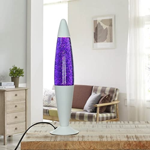 Easylight Dekorative Lavalampe JENNY Glitter Violett Lila Weiß 42cm hoch Tischleuchte Stimmungslicht