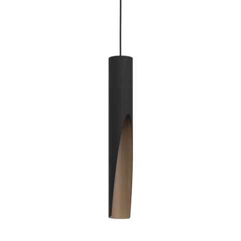 EGLO LED Hängelampe Barbotto, Pendelleuchte über Esstisch mit indirekter Beleuchtung, Hängeleuchte aus Metall in Schwarz und Holz-Optik, GU10-Leuchtmittel, warmweiß, FSC zertifiziert