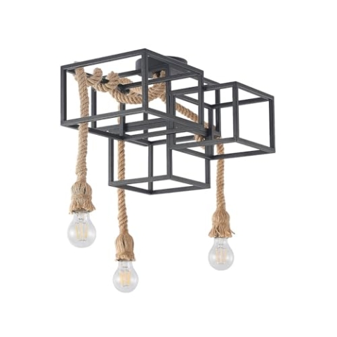 Lucande Deckenlampe Andrik (Modern) in Schwarz aus Metall (3 flammig, E27) - Deckenleuchte Lampe Wohnzimmerleuchte