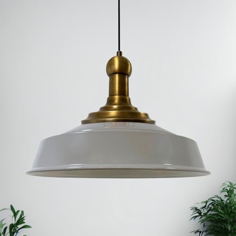 bamyum Asletl Long-Knob Hängelampe Industrial Vintage Ø41 cm, Küchenlampe Hängend Vintage, Pendelleuchte Esstisch Vintage, Hängelampe Esstisch, Wohnzimmerlampe Pendelleuchte Grau Metall Küchenlampe