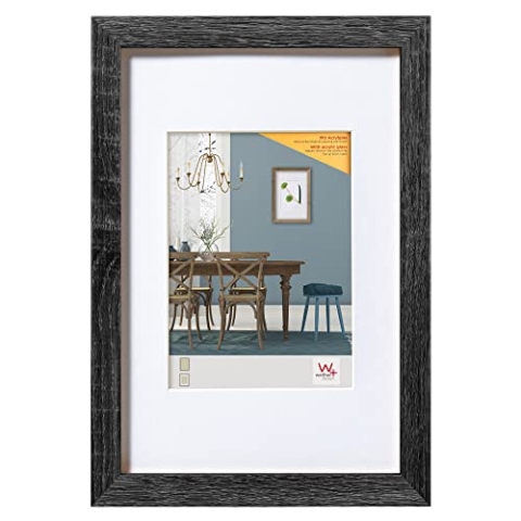 walther design Bilderrahmen dunkelgrau 60 x 80 cm mit Kunstglas und Passepartout Fiorito Holzrahmen EFX080D