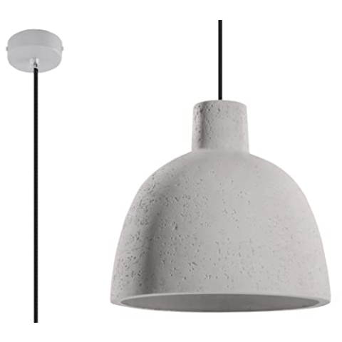 SOLLUX Hängelampe DAMASO Deckenbeleuchtung Betonlampe LED-Glühbirne Minimalistisches Design Einfache Installation Graue Farbe28 x 28 x 128 cm