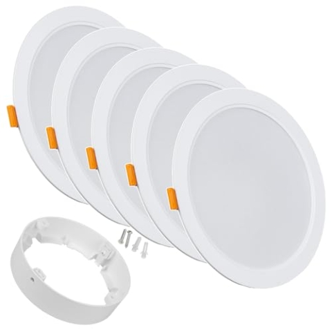 Maclean MCE372 R + MCE377 R LED Licht-Panel Einbaustrahler 5-er Pack Deckenstrahler Deckenspot Deckenleuchte Decken-Strahler Einbauleuchte (5-er Pack 18W Einbaustrahler + Aufputzadapter, Rund)