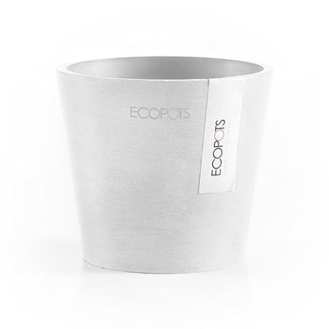 Ecopots Blumentopf Amsterdam Weiß - Durchmesser Ø 40 cm rund groß - Pflanzentopf aus Recycling Kunststoff - Übertopf modern für Indoor und Outdoor