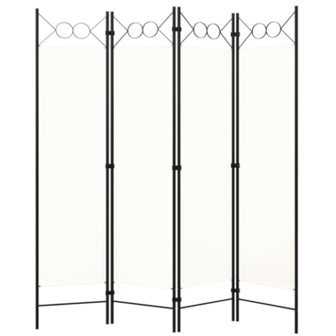 vidaXL Raumteiler 4-TLG. Klappbar Freistehend Trennwand Paravent Umkleide Sichtschutz Spanische Wand Raumtrenner Weiß 160x180cm Eisen Stoff