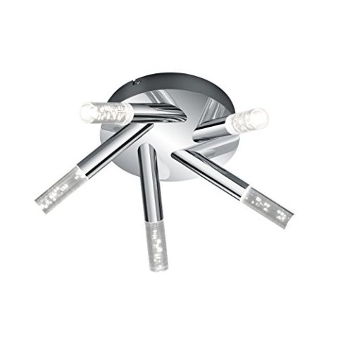 Trio Leuchten LED Deckenleuchte Bolsa 682410506, Metall chrom, 5x 3.1 Watt