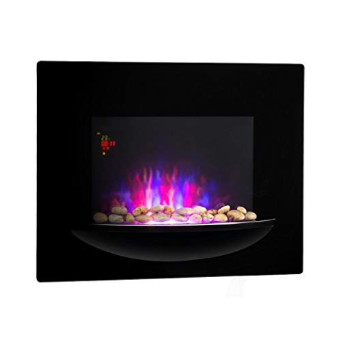 Klarstein Feuerschale - Elektro-Wandkamin, 1800 W, elektrischer Heizlüfter, 2 Heizstufen, Flammenillusion, Adaptive Startsteuerfunktion, Wochentimer, Fernbedienung, schwarz