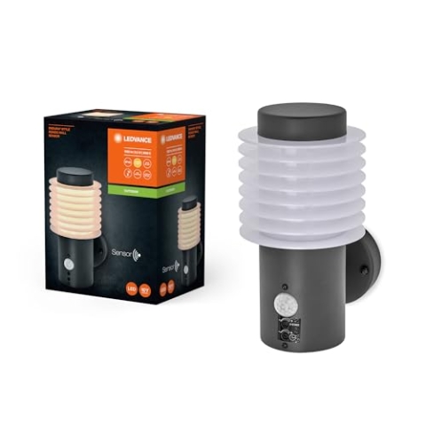 LEDVANCE ENDURA STYLE RONDO WALL Außenleuchte, 9,5W, 700lm, Wandleuchte, dunkelgrau, Bewegungsmelder, Tageslichtsensor, IP44 Schutzklasse, 3.000K Farbtemperatur, warmweiße Lichtfarbe