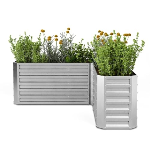 blumfeldt Hochbeet 160x160, L-förmiges Gartenhochbeet 742 L Aus Wetterfestem Galvanostahl, Ergonomisch & Rostbeständig Mit Offenem Boden Für Optimale Drainage & Einfache Montage