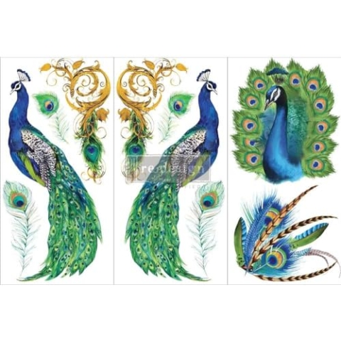 Prima Marketing Re-Design Decor Transfers 15,2 x 30,5 cm, 3 Bögen, Pfauenparadies