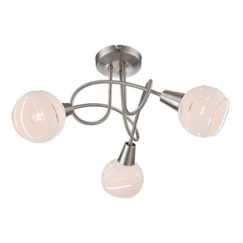 Trango 3-flammig dimmbar LED Deckenleuchte 1001-32D Deckenlampe in Edelstahl-Look mit Design Gläsern incl. 3x LED Leuchtmittel 3000K warmweiß, Deckenstrahler, Wohnzimmer Lampe, Spots schwenkbar