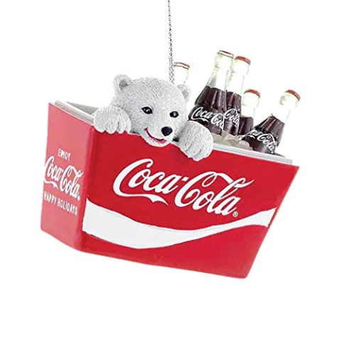 Kurt Adler Eisbärenjunges in Cola-Kühler-Ornament, 7 cm - Weihnachtsornament aus Kunstharz