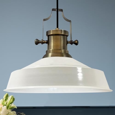 bamyum Asletl Hängelampe Industrial aus Metall Ø41 cm, Küchenlampe Vintage, Hängelampe Esstisch E27, Wohnzimmerlampe Hängend Vintage, Pendelleuchte Esstisch und Wohnzimmer, Pendelleuchte Weiß