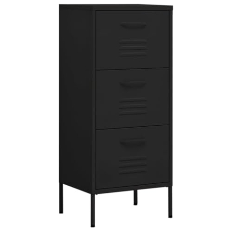 vidaXL Lagerschrank Sideboard Kommode Anrichte Stahlschrank Schrank Beistellschrank Mehrzweckschrank Bücherschrank Standschrank Schwarz 42,5x35x101,5cm Stahl
