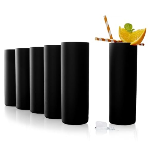Stölzle Lausitz Longdrinkgläser schwarz New York Bar 6er-Set 320 ml – Stilvolle Trinkgläser ideal für Cocktails, Wasser & Säfte – Hochwertige Wassergläser aus Kristallglas – Spülmaschinen- & stoßfest