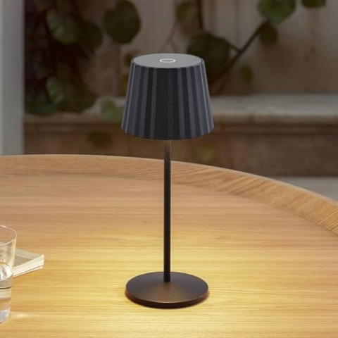 Lindby Dimmbare LED Akku Tischlampe kabellos mit Touchsensor, aufladbare tragbare Tischleuchte für innen außen Outdoor IP54 Lampe Garten