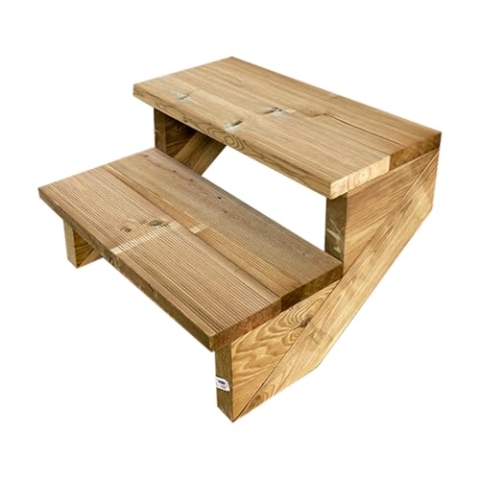 Außentreppe Holz, 2 bis 7 Stufen, fertiges Set, aus Holz, für Garten, Balkon und Terrasse (2 Stufen ohne Setzstufen, 60 cm)
