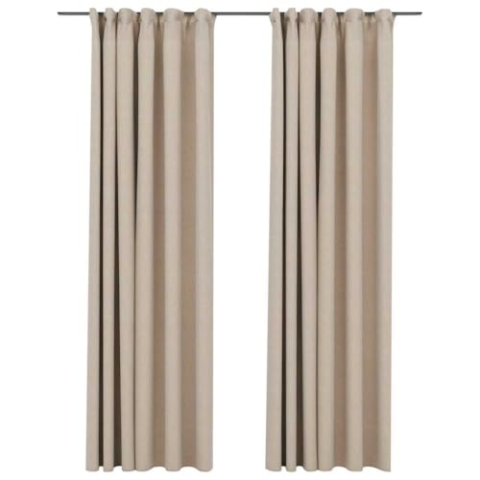 vidaXL 2X Vorhang Verdunkelung mit Haken Verdunkelungsvorhang Kräuselband Thermo Gardine Blickdicht Vorhänge Leinenoptik Beige 140x225cm