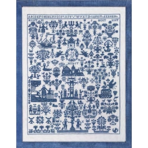 Permin Kreuzstich Stickpackung Sampler Hamburg blau Zählmuster