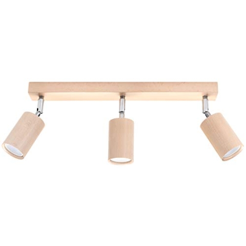 Sollux Lighting Deckenlampe Deckenleuchte Deckenstrahler Holz 3 Flammig Naturholz BERG