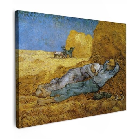 MuchoWow Leinwand Bilder, Einzigartige Wanddeko mit Rahmen, Die Siesta - Vincent van Gogh, Wandbilder Wohnzimmer, Deko Schlafzimmer 80x60 cm