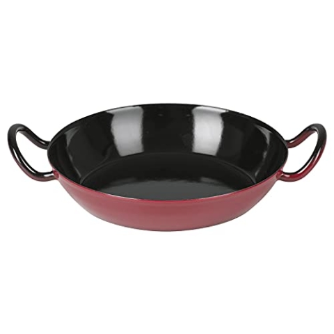Riess, 0600-019, Schlemmerpfanne 20, CLASSIC - COLOR ROT, Durchmesser 20 cm, Höhe 4.2 cm, Emaille, rot/schwarz, Servierpfanne, Induktion