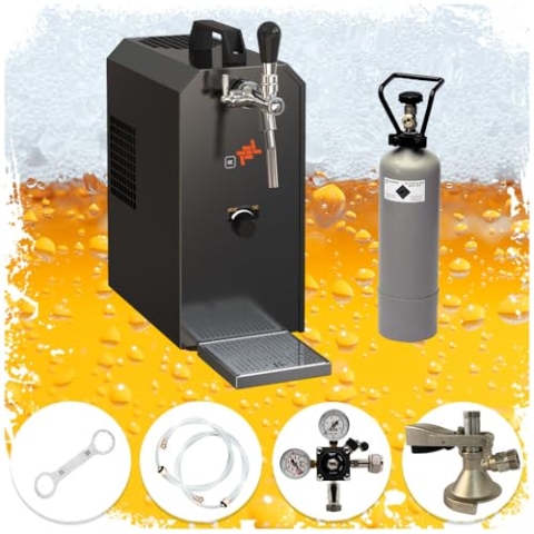 Komplett Set - Zapfanlage, Bierzapfanlage Jet 30 Bierkoffer, Durchlaufkühler 1-leitig Trockenkühler, bis zu 35 Liter/h, Zapfkopf:Flach