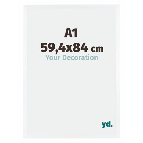 yd. Your Decoration - Bilderrahmen DIN A1 59.4x84 cm - Weiß Matt - Bilderrahmen aus MDF mit Acrylglas - Antireflex - DIN A1 59.4x84 Rahmen - Catania