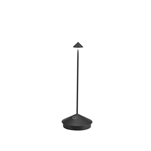 Zafferano, Pina Lampe, Wiederaufladbare und Kabellose Tischlampe mit Touch Control, Geeignet für den Innen- und Außenbereich, Dimmer, 2200-3000 K, Höhe 29 cm, Farbe Schwarz