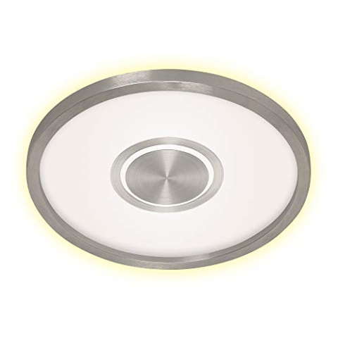 BRILONER Leuchten - LED Deckenleuchte, Deckenlampe inkl. Backlight-Effekt, 22 Watt, 3.000 Lumen, 3.000 Kelvin, Weiß/Matt-Nickel, 425x36mm (DxH)
