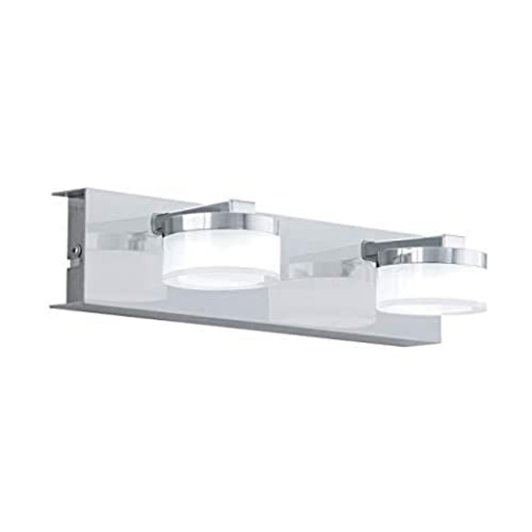 EGLO LED Wandlampe Romendo 1, 2 flammige Wandleuchte Bad dimmbar, Badezimmer Lampe aus Metall in Chrom und satiniertem Kunststoff, LED Feuchtraumleuchte warmweiß, IP44