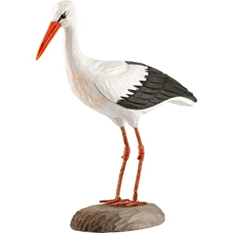 WILDLIFEGARDEN Wildlife Garden WG469 DecoBird Weißstorch - Handgeschnitzter Dekorative Vogel aus Holz - Große Europäische Vögel